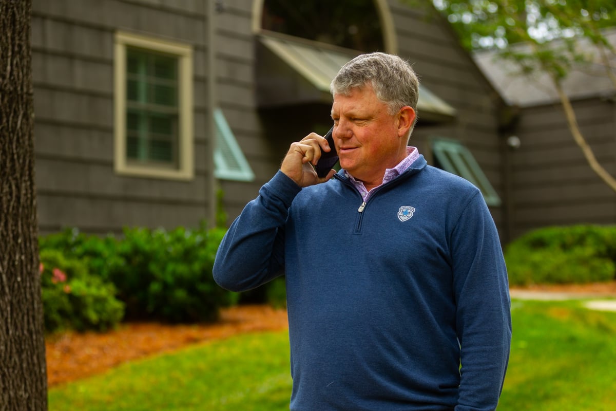 client walking site phone call happy 2