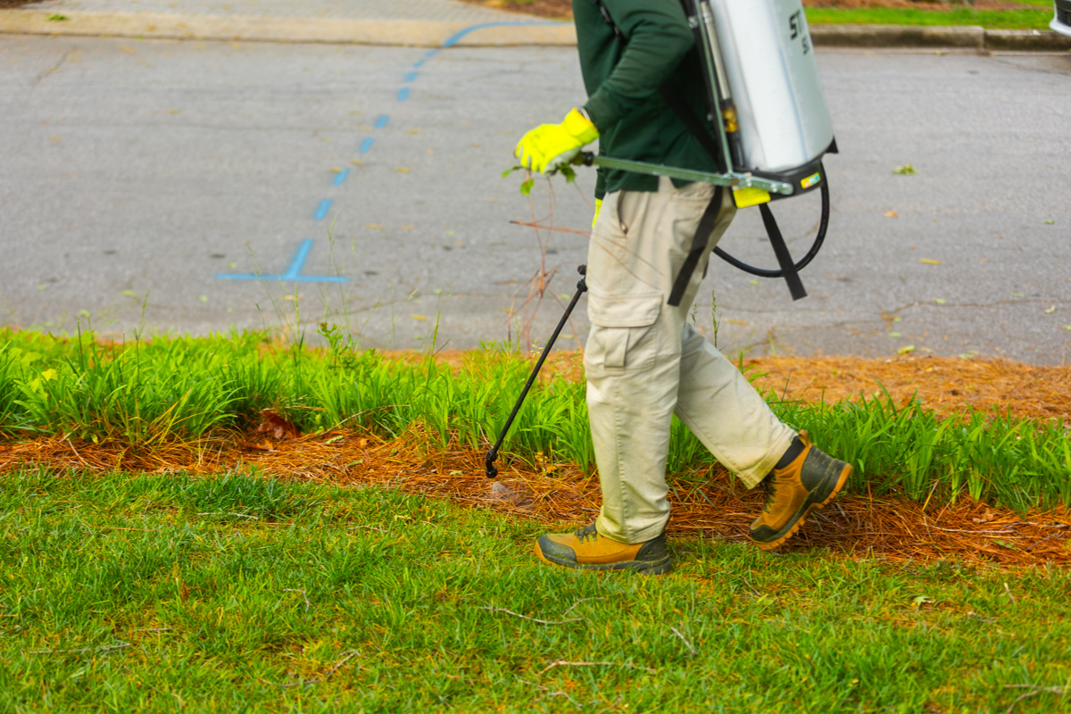 detail maintenance crew weed spray beds