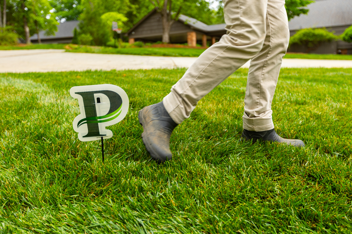 precision yard sign lawn care tech