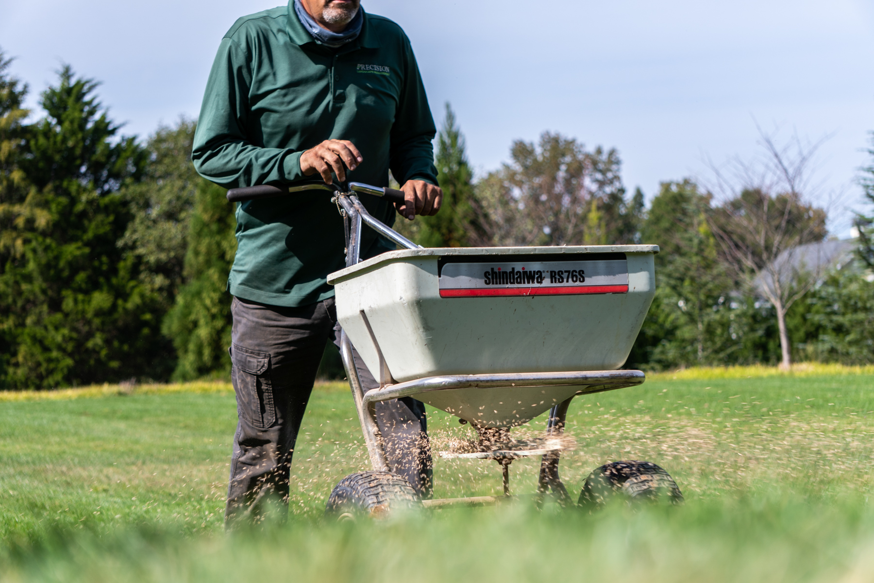 crew lawn care fertilizer application granular  grass seed 4