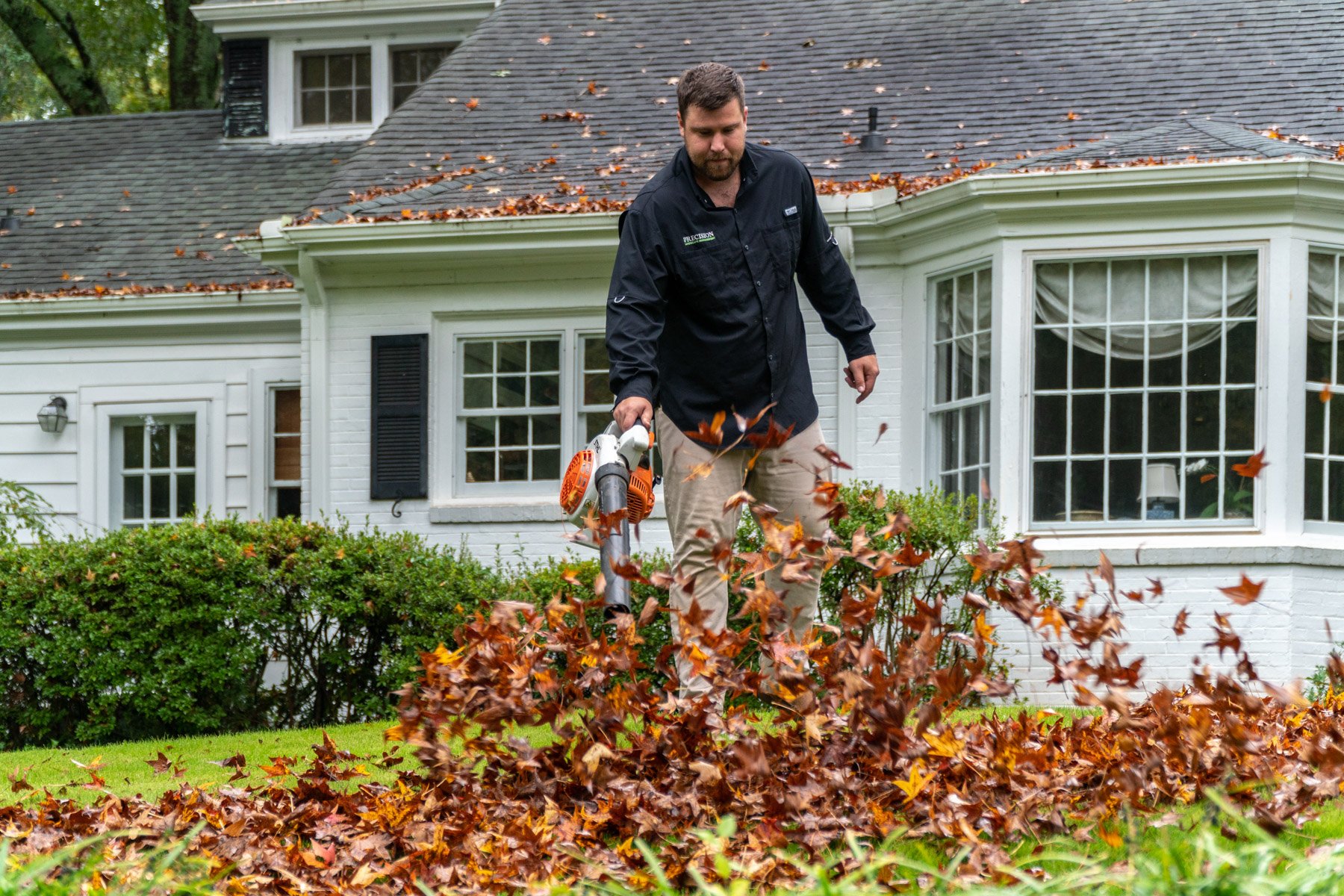 crew leaf blower leaves maintenance cleanup fall home