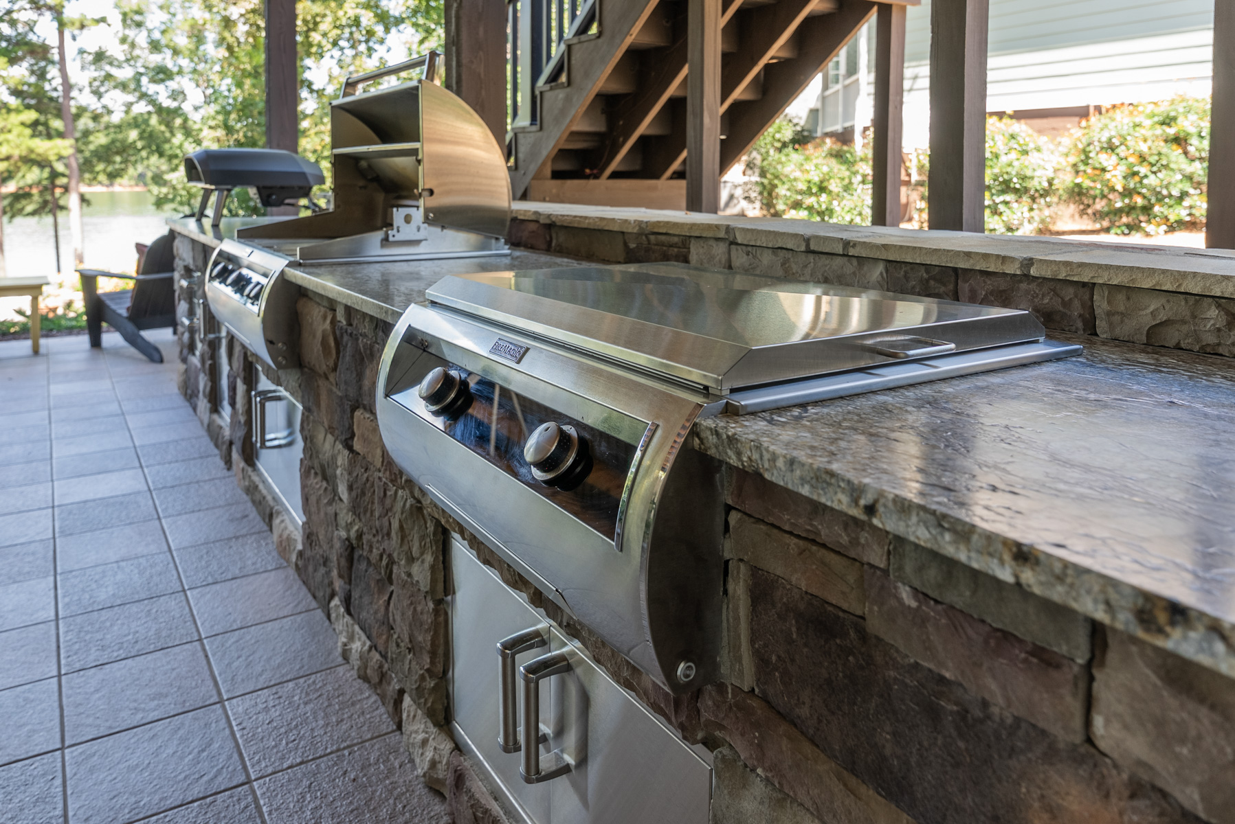 detail blackstone flat top grill counter kitchen stone